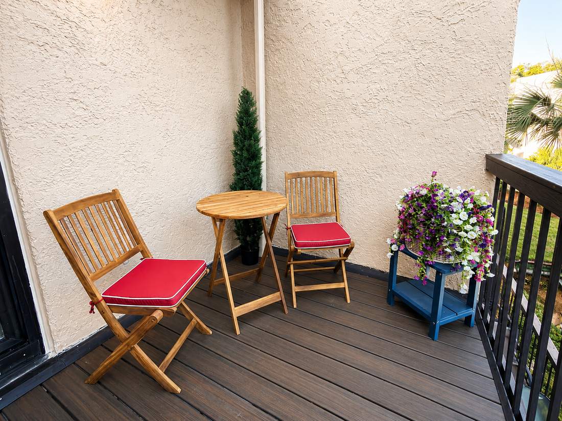 Private balcony bistro seating for two